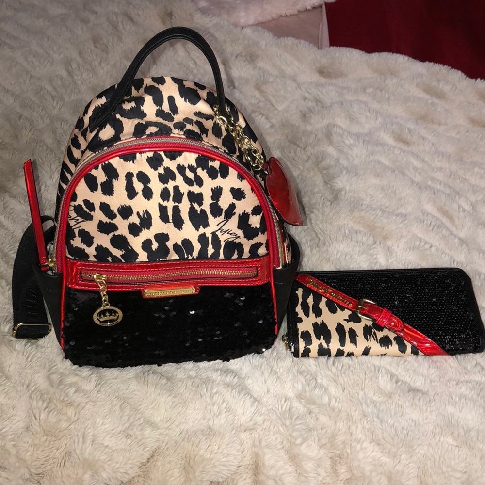 Brand new without tags Juicy Couture mini backpack and wallet - leopard print